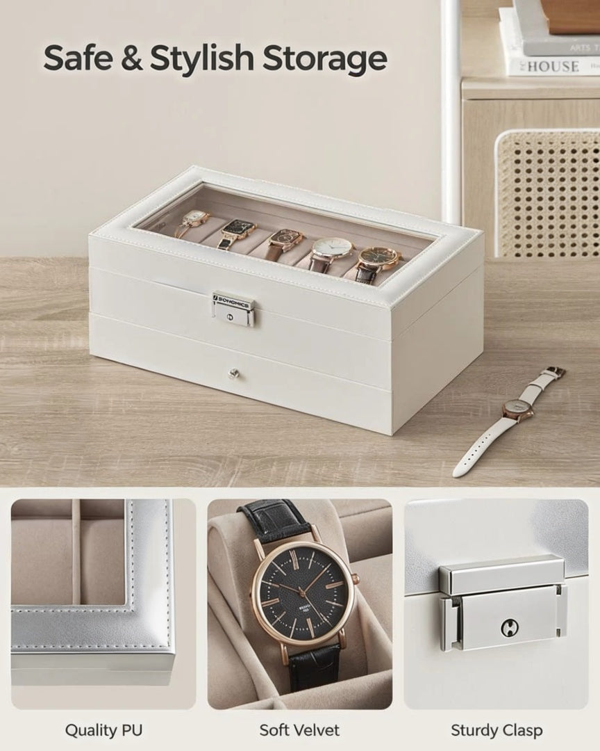 Lockable Watch Box With Glass Lid 6 8 Or 12 Slot
