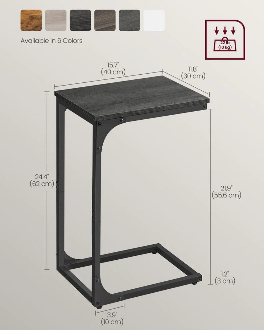 C-Shaped End Table For Sofa With Steel Frame