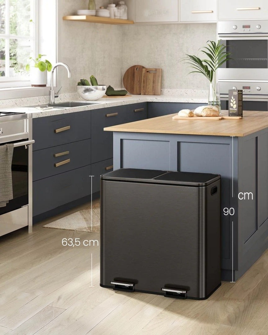 Dual Compartment Kitchen Trash Can with Pedal, 2 x 10.6 Gallon