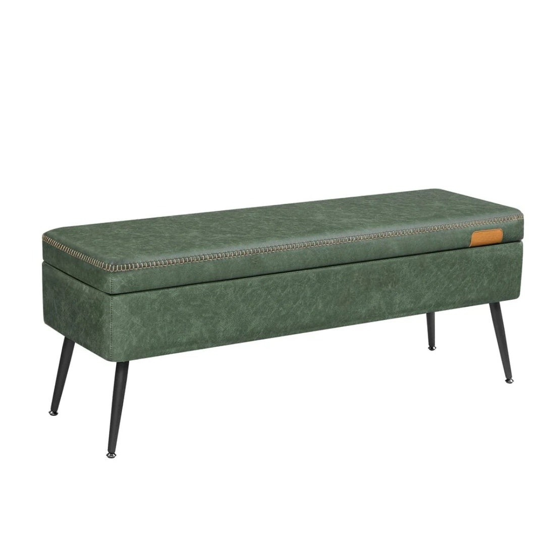 Storage Ottoman Bench With Steel Legs & Flip Lid Upholstered Seat