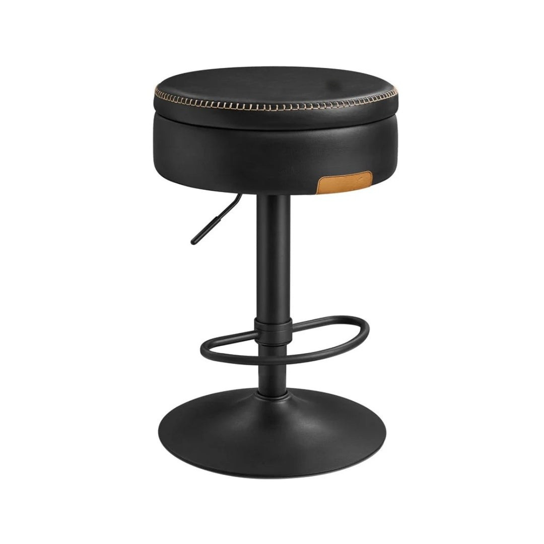 360° Swivel Bar Stool with Adjustable Height and Storage Compartment