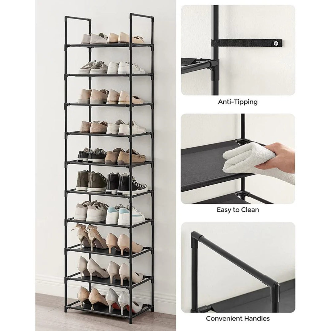 10 Tier Shoe Rack With Metal Frame – product view 7 | Ridgefield Furniture
