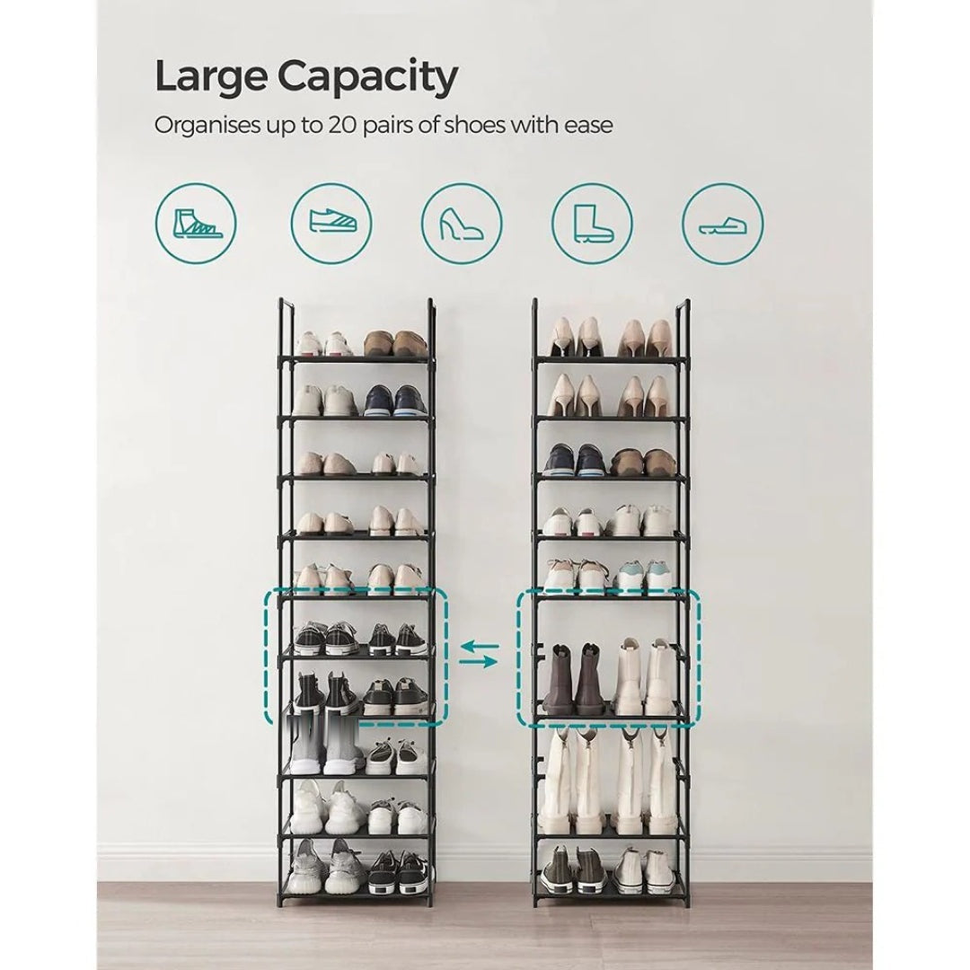 10 Tier Shoe Rack With Metal Frame – product view 10 | Ridgefield Furniture