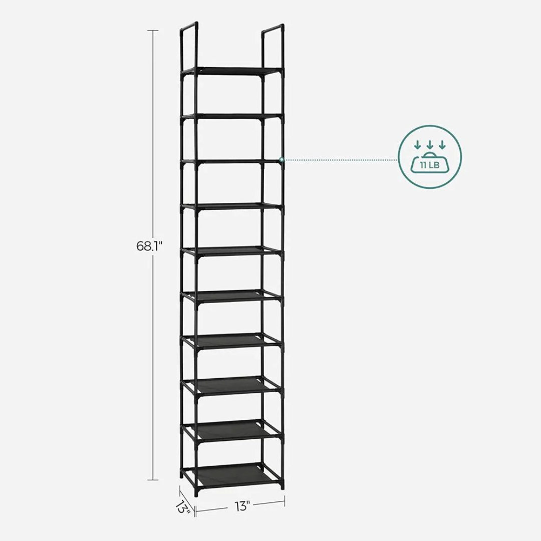 10 Tier Shoe Rack With Metal Frame – product view 13 | Ridgefield Furniture