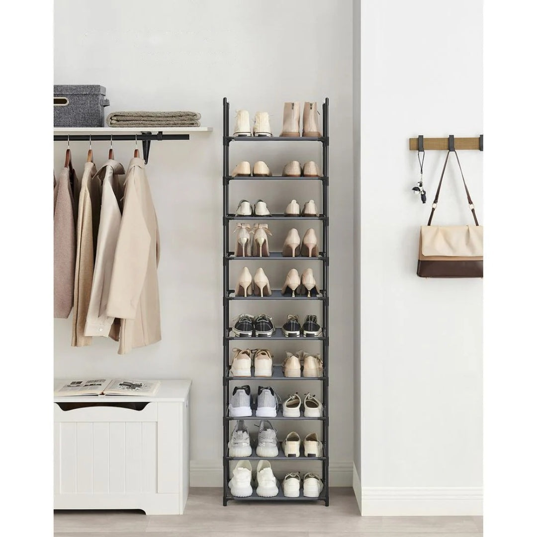 10 Tier Shoe Rack With Metal Frame – product view 19 | Ridgefield Furniture