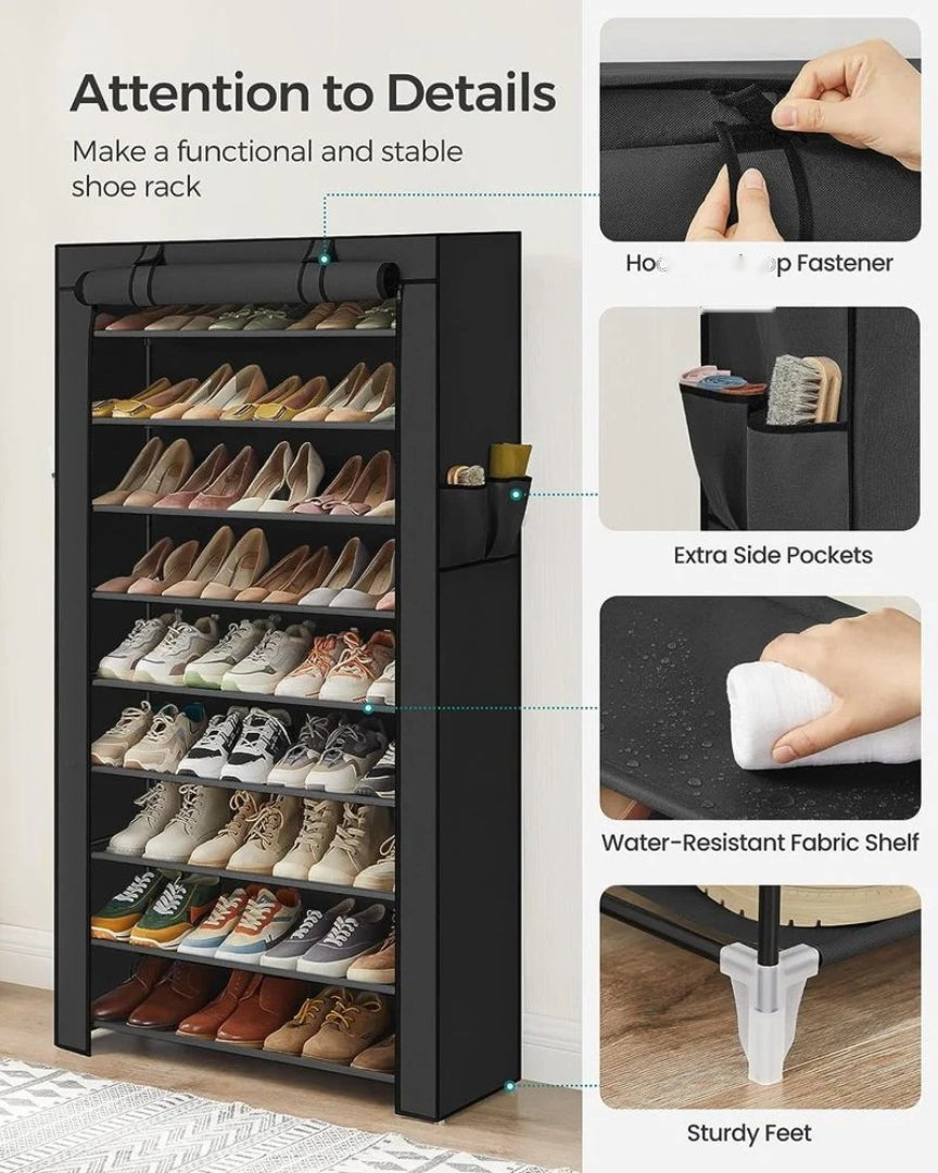 9 Tier Shoe Rack With Cover – product view 9 | Ridgefield Furniture