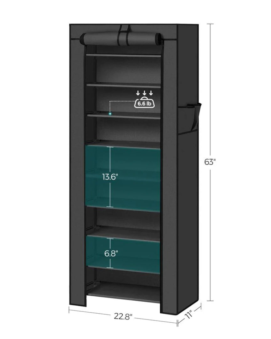 9 Tier Shoe Rack With Cover – product view 14 | Ridgefield Furniture
