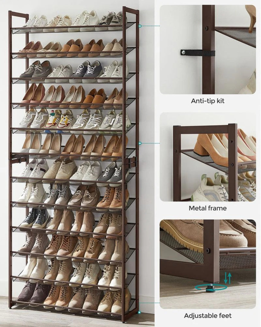 12 Tier Shoe Rack With Metal Shelves – product view 7 | Ridgefield Furniture