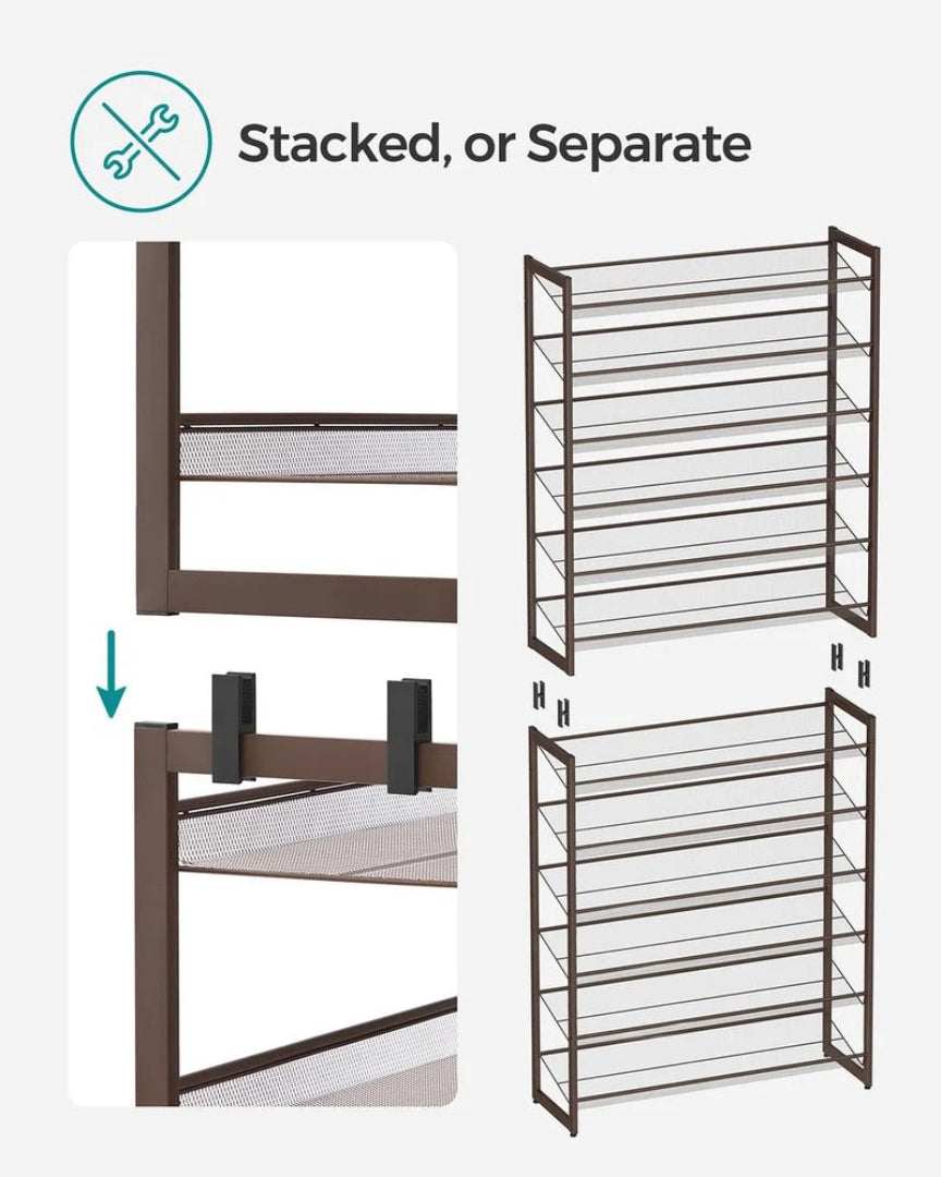 12 Tier Shoe Rack With Metal Shelves – product view 8 | Ridgefield Furniture