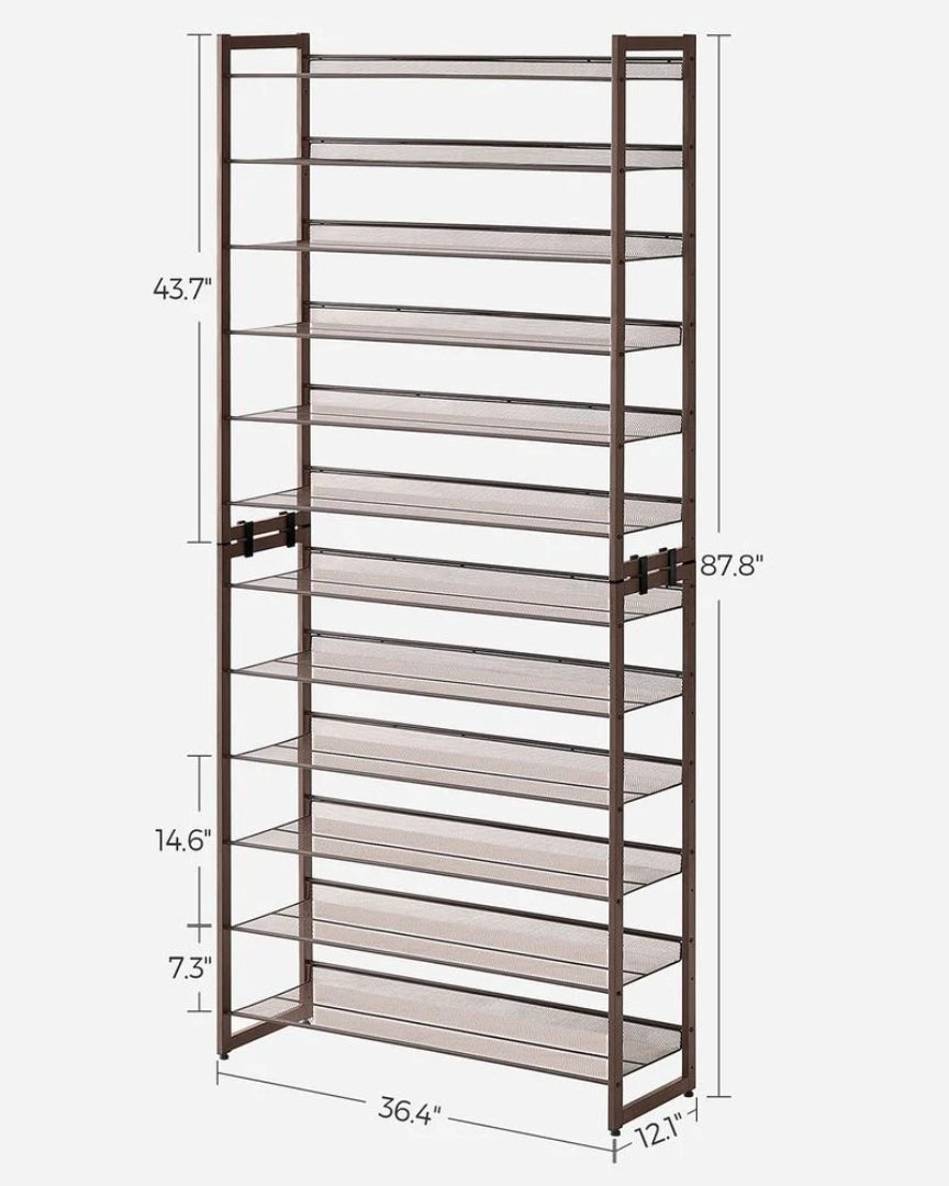 12 Tier Shoe Rack With Metal Shelves – product view 9 | Ridgefield Furniture