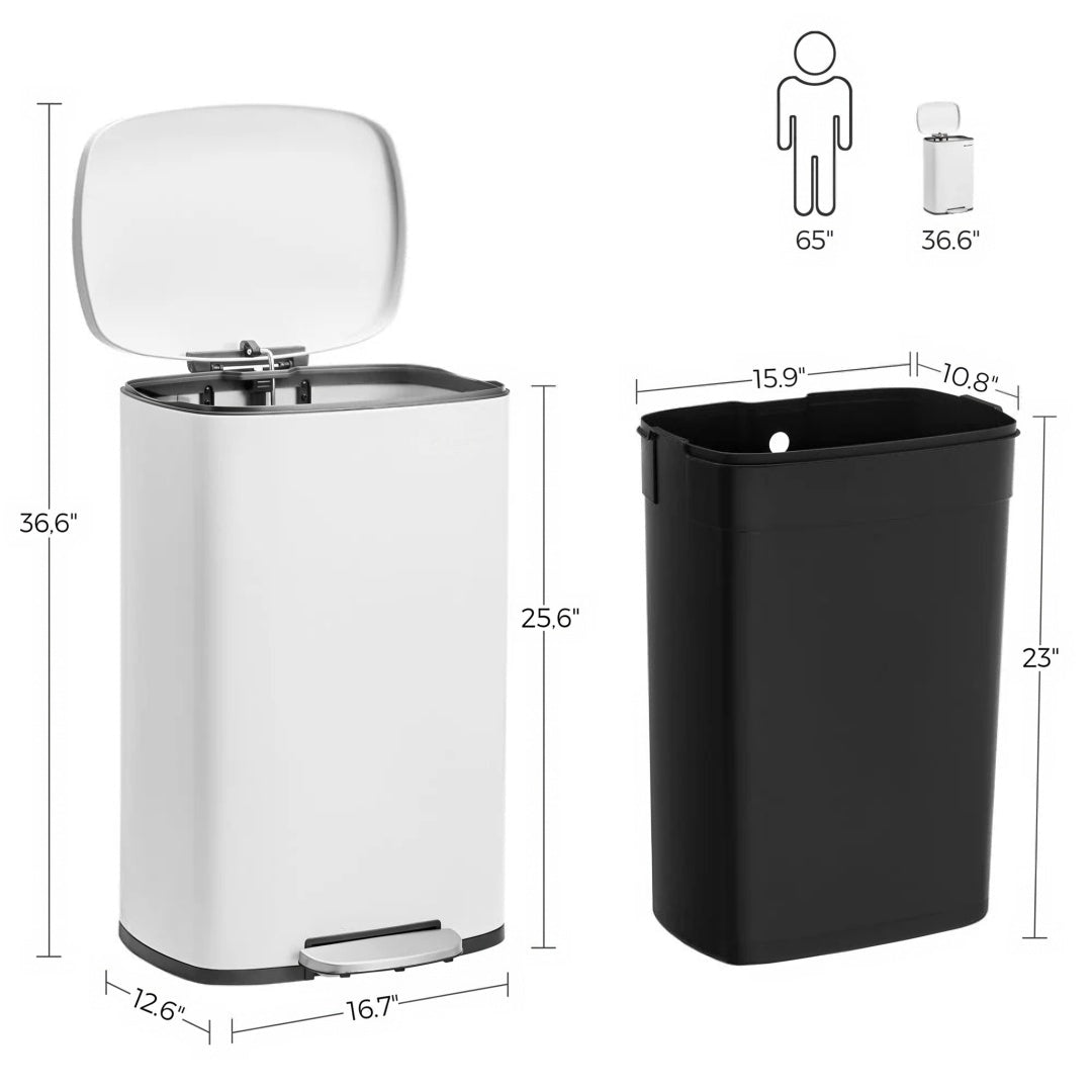 13-Gallon Stainless Steel Step Trash Can with Soft-Close Lid – product view 18 | Ridgefield Furniture