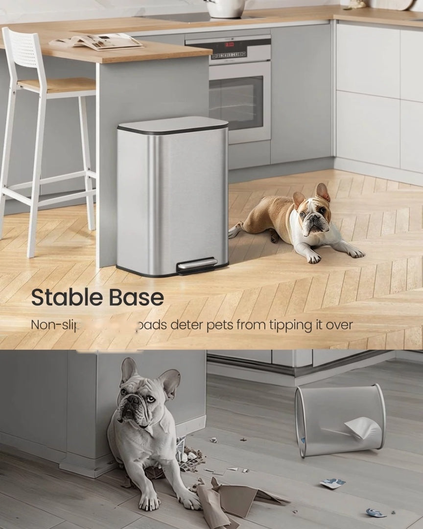 13-Gallon Stainless Steel Trash Can with Lid and Inner Bucket – product view 11 | Ridgefield Furniture