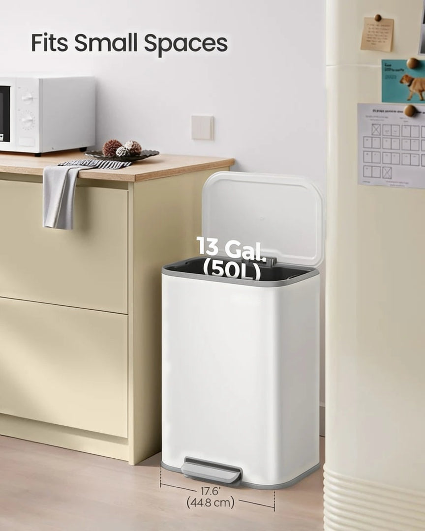 13-Gallon Stainless Steel Trash Can with Lid and Inner Bucket – product view 15 | Ridgefield Furniture
