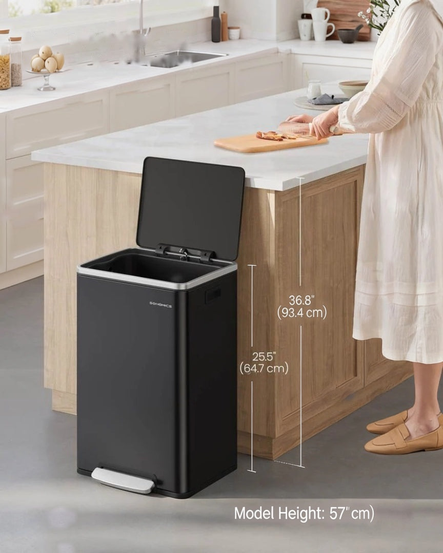 13-Gallon Stainless Steel Trash Can with Soft-Close Lid and Pedal – product view 10 | Ridgefield Furniture