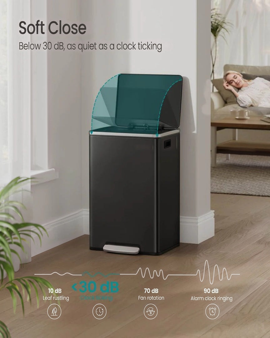 13-Gallon Stainless Steel Trash Can with Soft-Close Lid and Pedal – product view 11 | Ridgefield Furniture