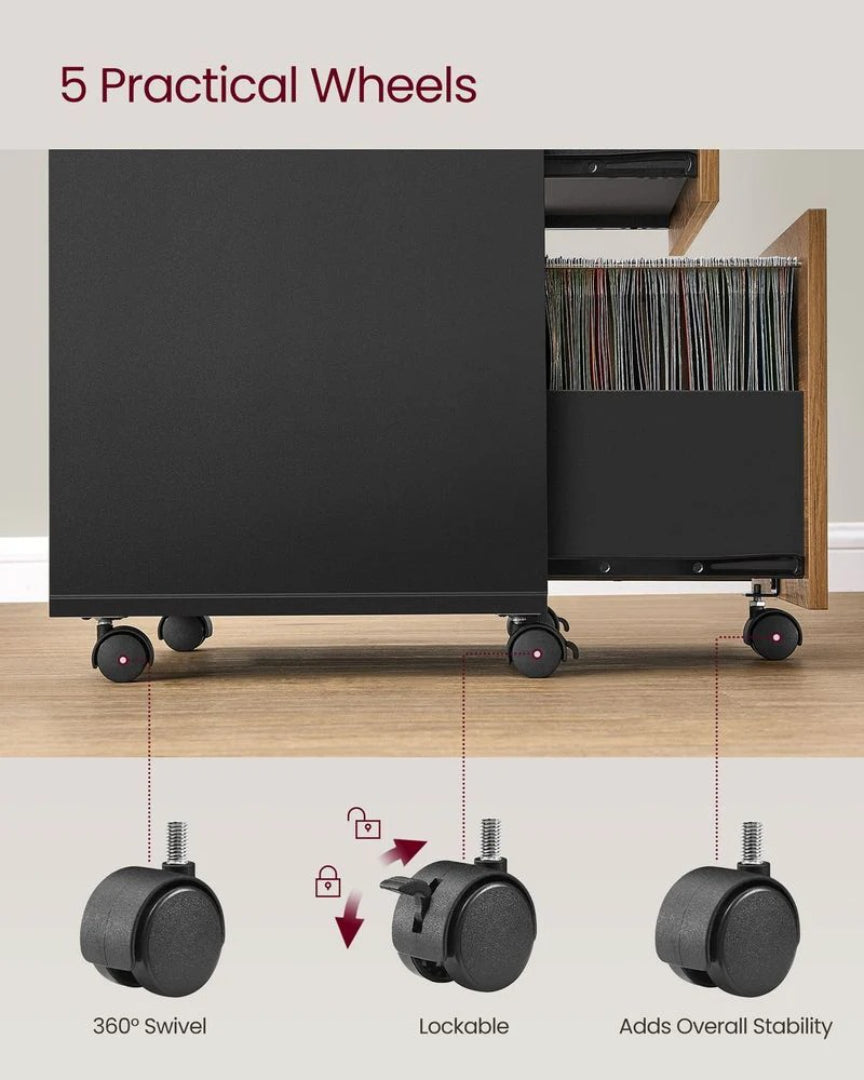 2 Drawer Rolling File Cabinet With Lock & Wheels – product view 5 | Ridgefield Furniture