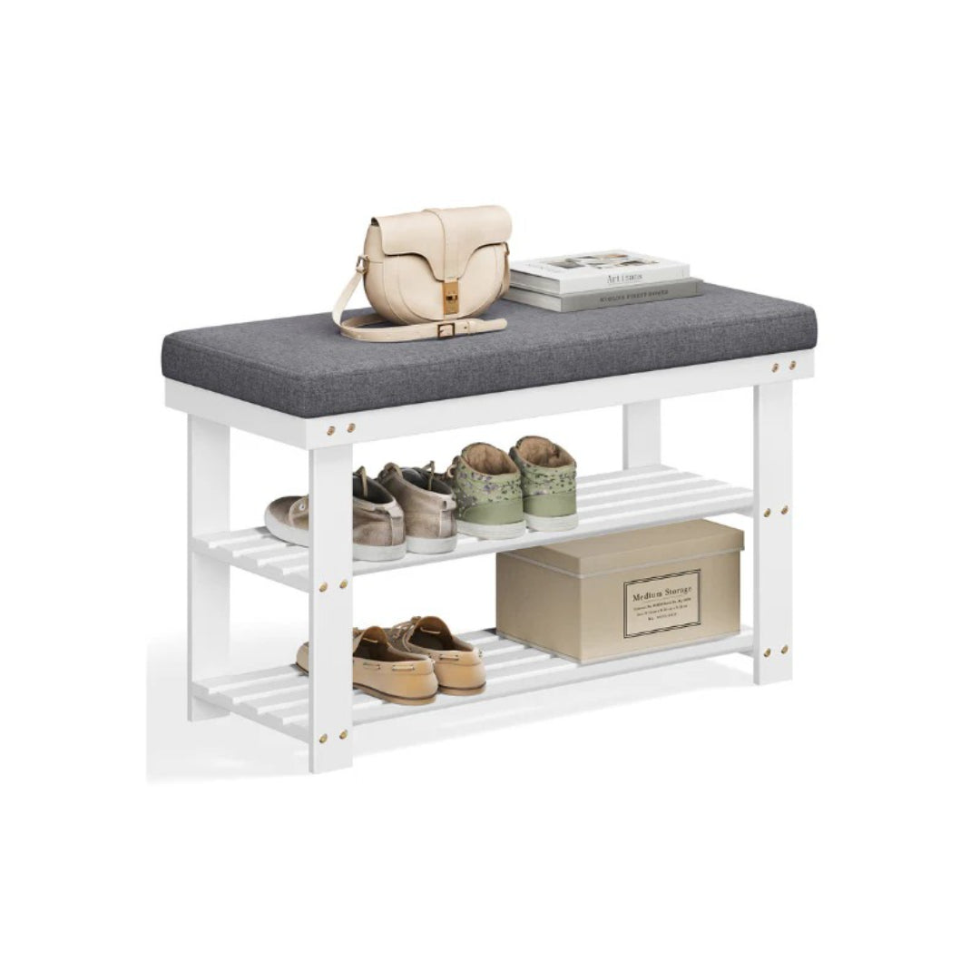 Shoe Organizer Bench With Cushion & 2 Shelves – product view 3 | Ridgefield Furniture