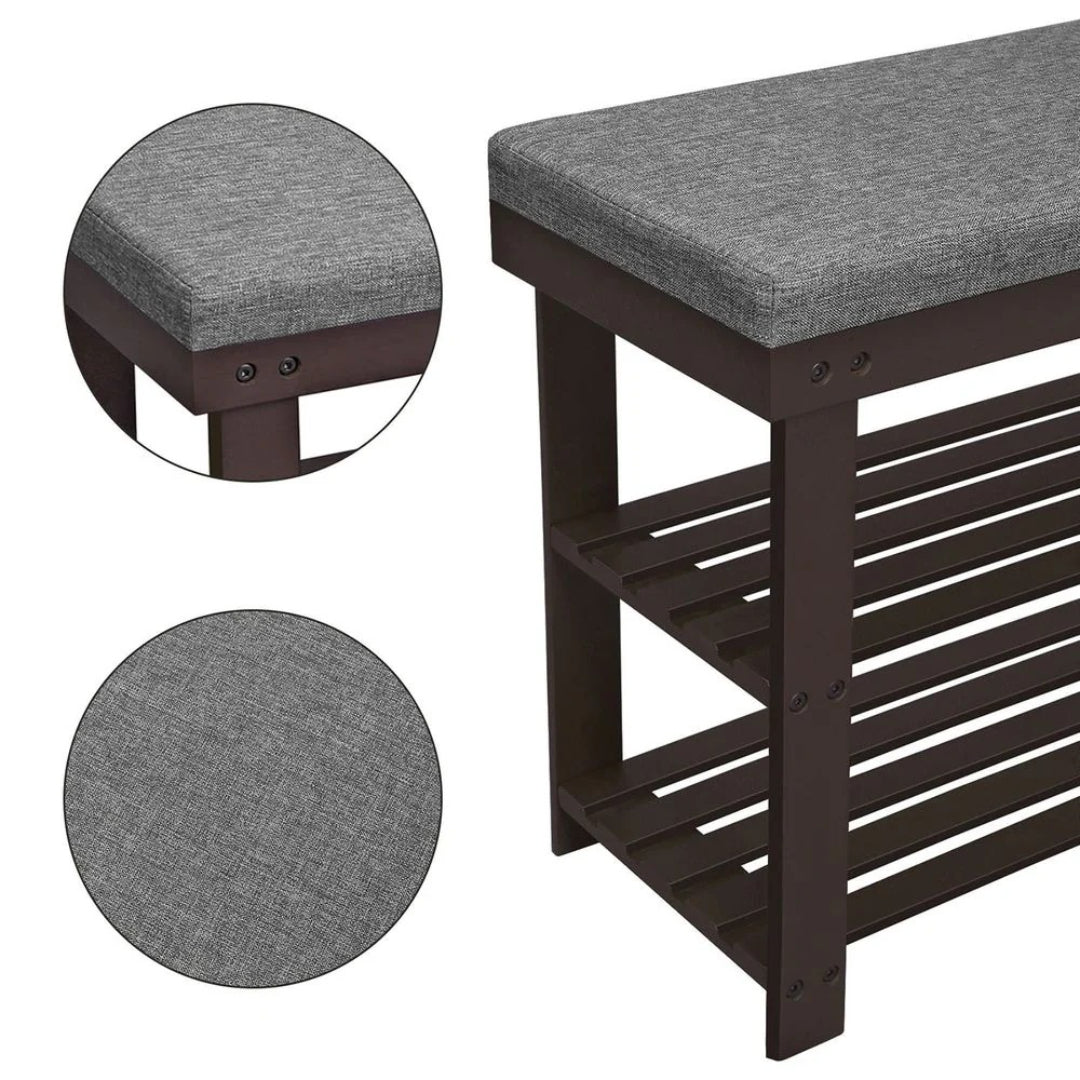 Shoe Organizer Bench With Cushion & 2 Shelves – product view 8 | Ridgefield Furniture