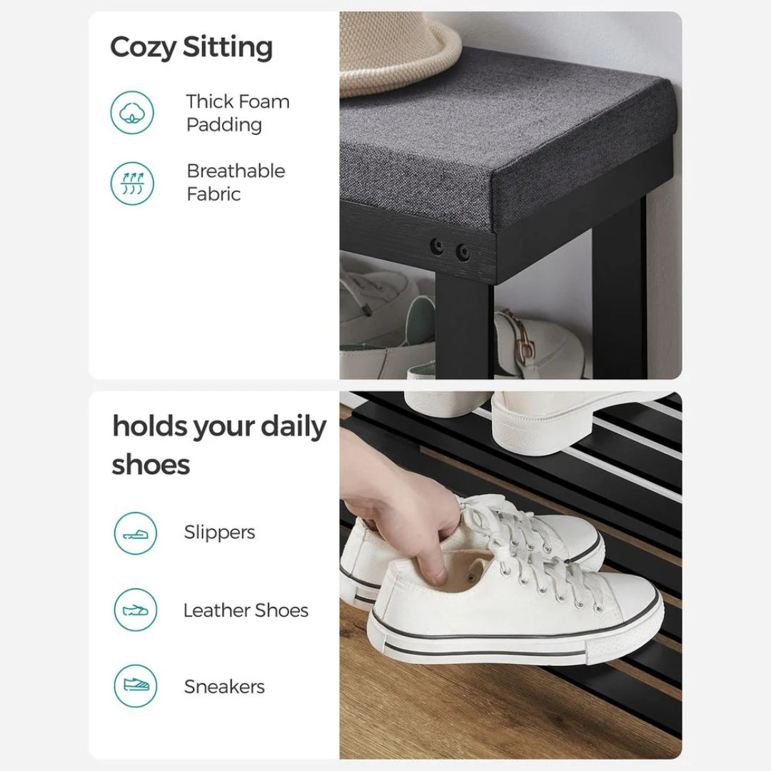 Shoe Organizer Bench With Cushion & 2 Shelves – product view 13 | Ridgefield Furniture