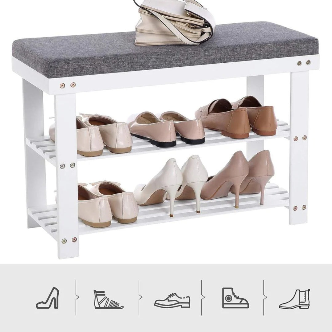 Shoe Organizer Bench With Cushion & 2 Shelves – product view 19 | Ridgefield Furniture