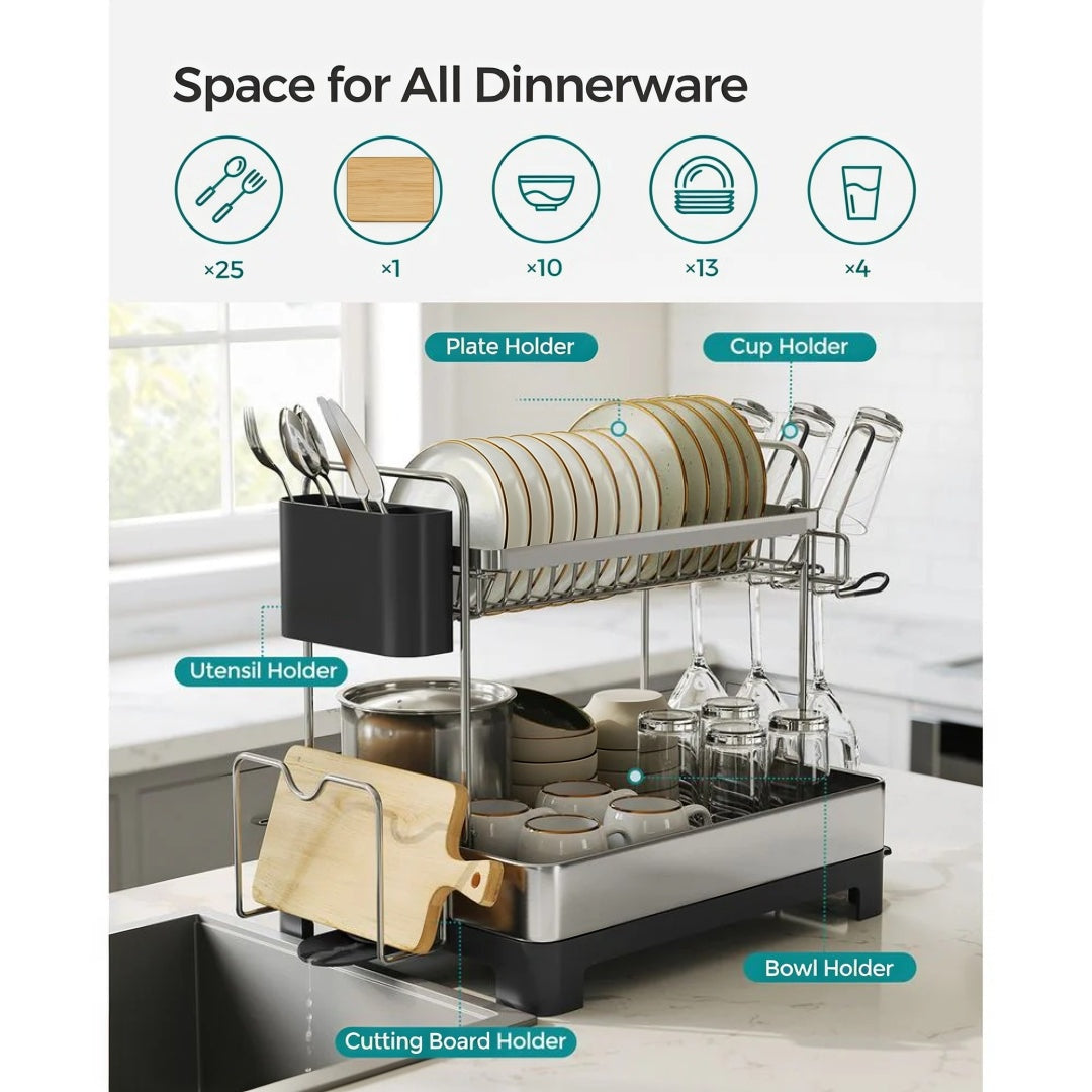 2-Tier Dish Drying Rack with Drainboard – product view 3 | Ridgefield Furniture