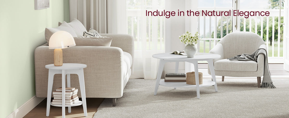 2 Tier Round Coffee Table With Open Storage Shelf, Living Room Table - product photo 33