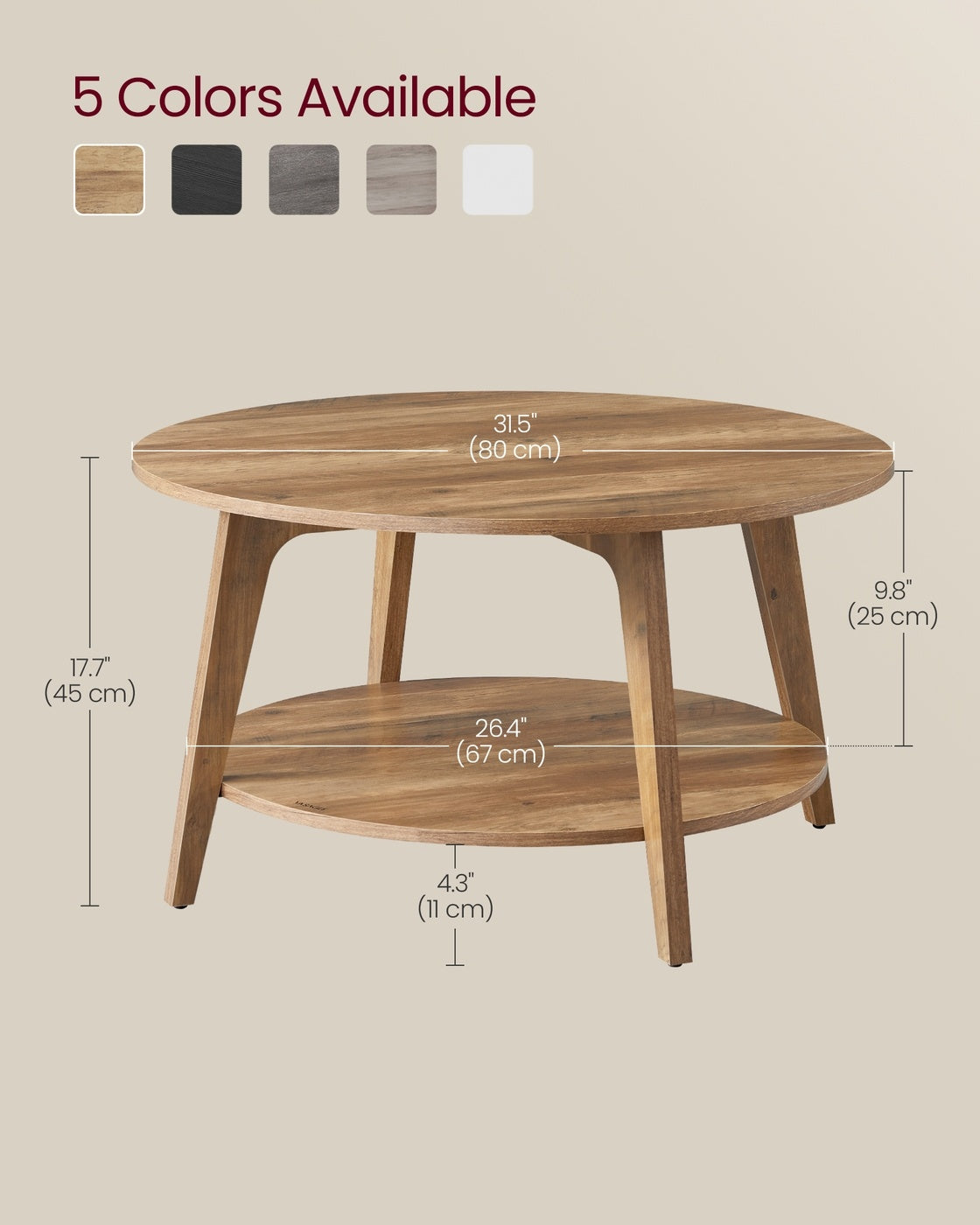 2 Tier Round Coffee Table With Open Storage Shelf, Living Room Table - product photo 51