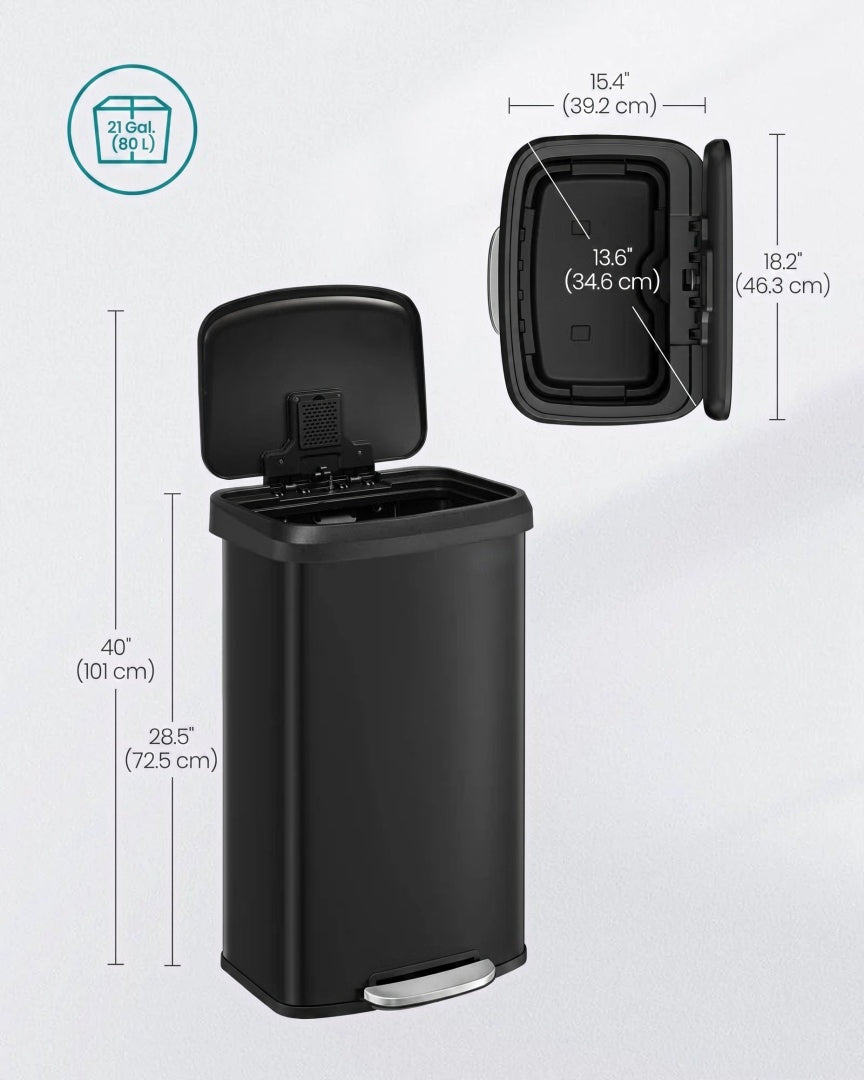 21-Gallon Stainless Steel Kitchen Trash Can with Soft-Close Lid – product view 13 | Ridgefield Furniture