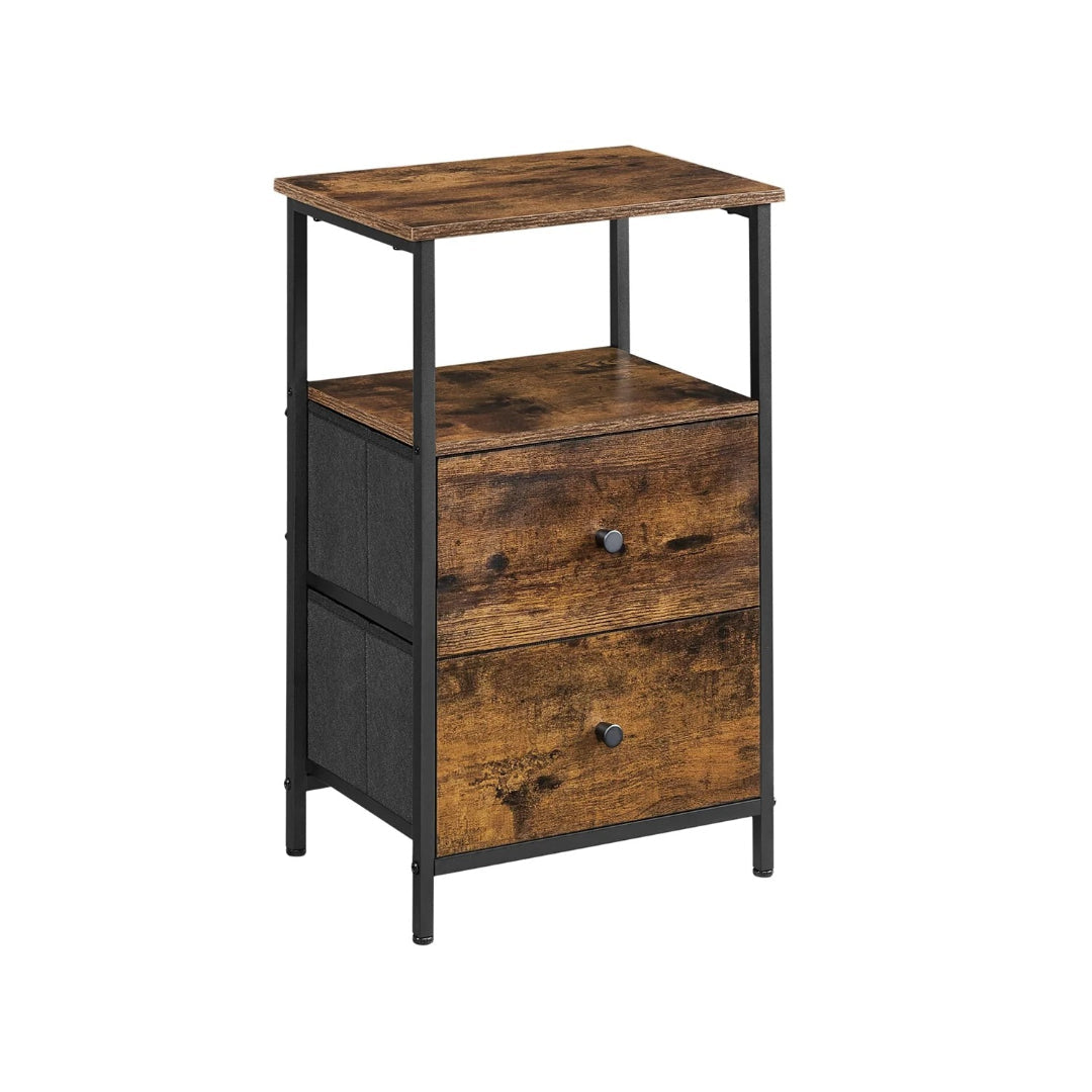 24-Inch Side Table with 2 Fabric Drawers and Storage Shelf – product view 2 | Ridgefield Furniture