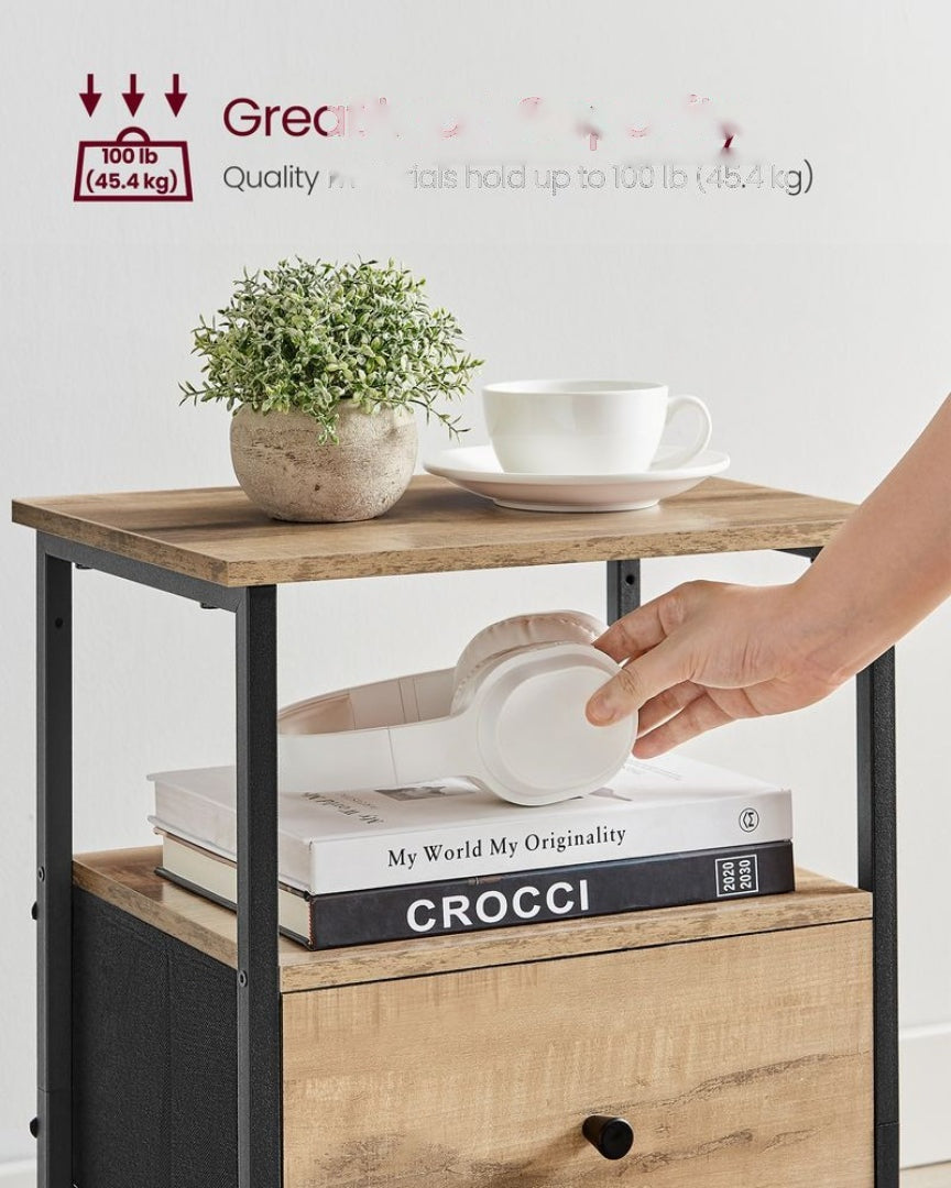 24-Inch Side Table with 2 Fabric Drawers and Storage Shelf – product view 4 | Ridgefield Furniture