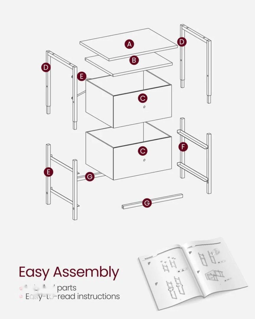 24-Inch Side Table with 2 Fabric Drawers and Storage Shelf – product view 5 | Ridgefield Furniture