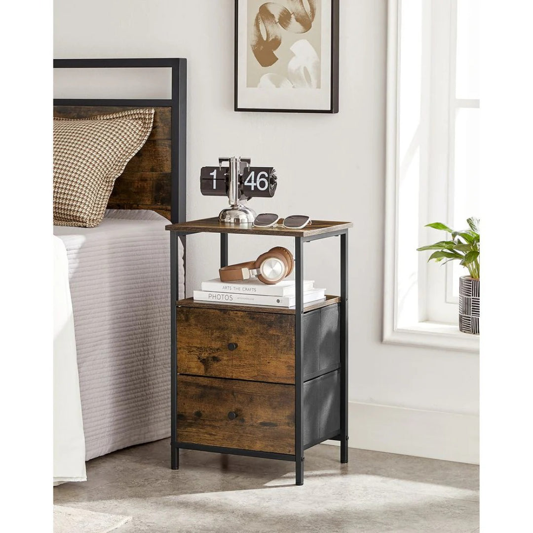 24-Inch Side Table with 2 Fabric Drawers and Storage Shelf – product view 7 | Ridgefield Furniture