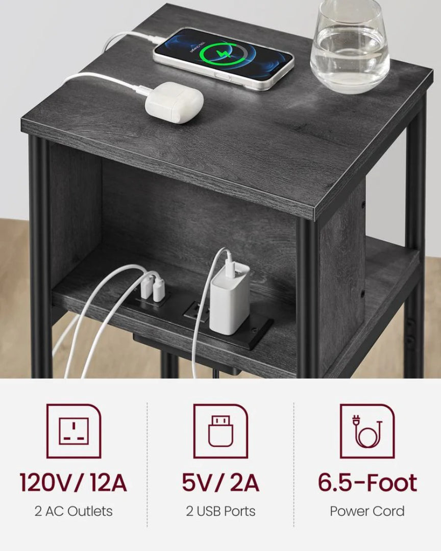 3 Tier End Table With USB Ports And Power Outlets – product view 40 | Ridgefield Furniture