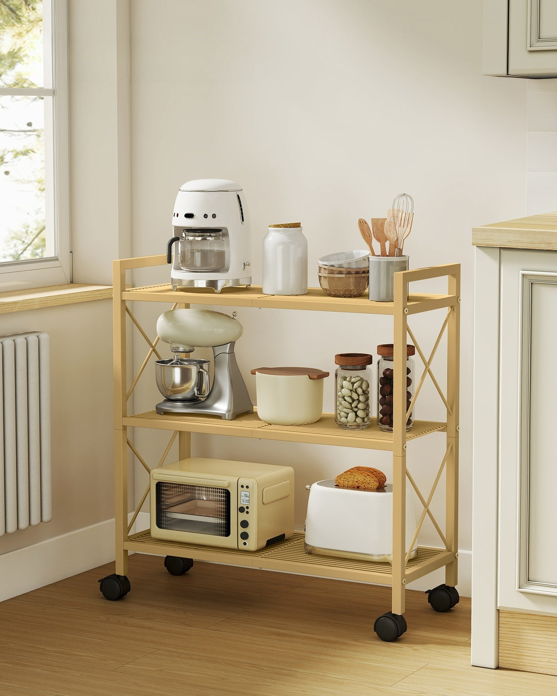 3 Tier Metal Storage Rack With Wheels For Kitchen Or Bathroom - product photo 02
