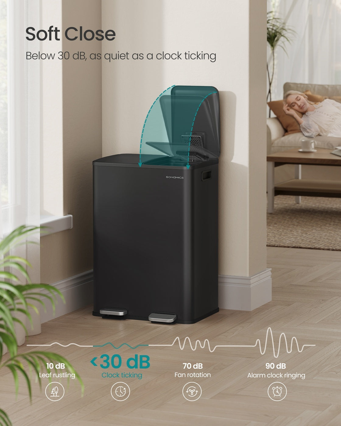 30L X 2 Trash Bin, Dual Pedal, Soft-Close, Stainless Steel, 15 Liners - product photo 11