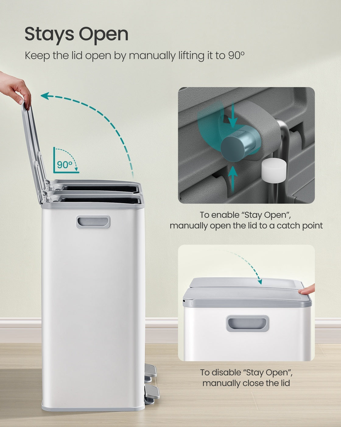 30L X 2 Trash Bin, Dual Pedal, Soft-Close, Stainless Steel, 15 Liners - product photo 26