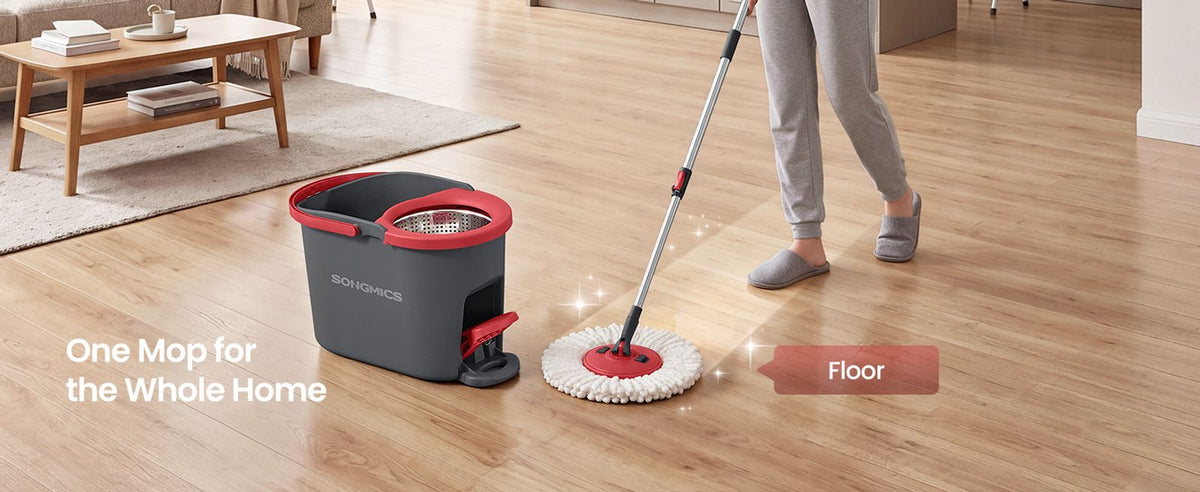 360° Spin Mop & Bucket Set With Foot Pedal Wringer And Reusable Microfiber Pads - product photo 09