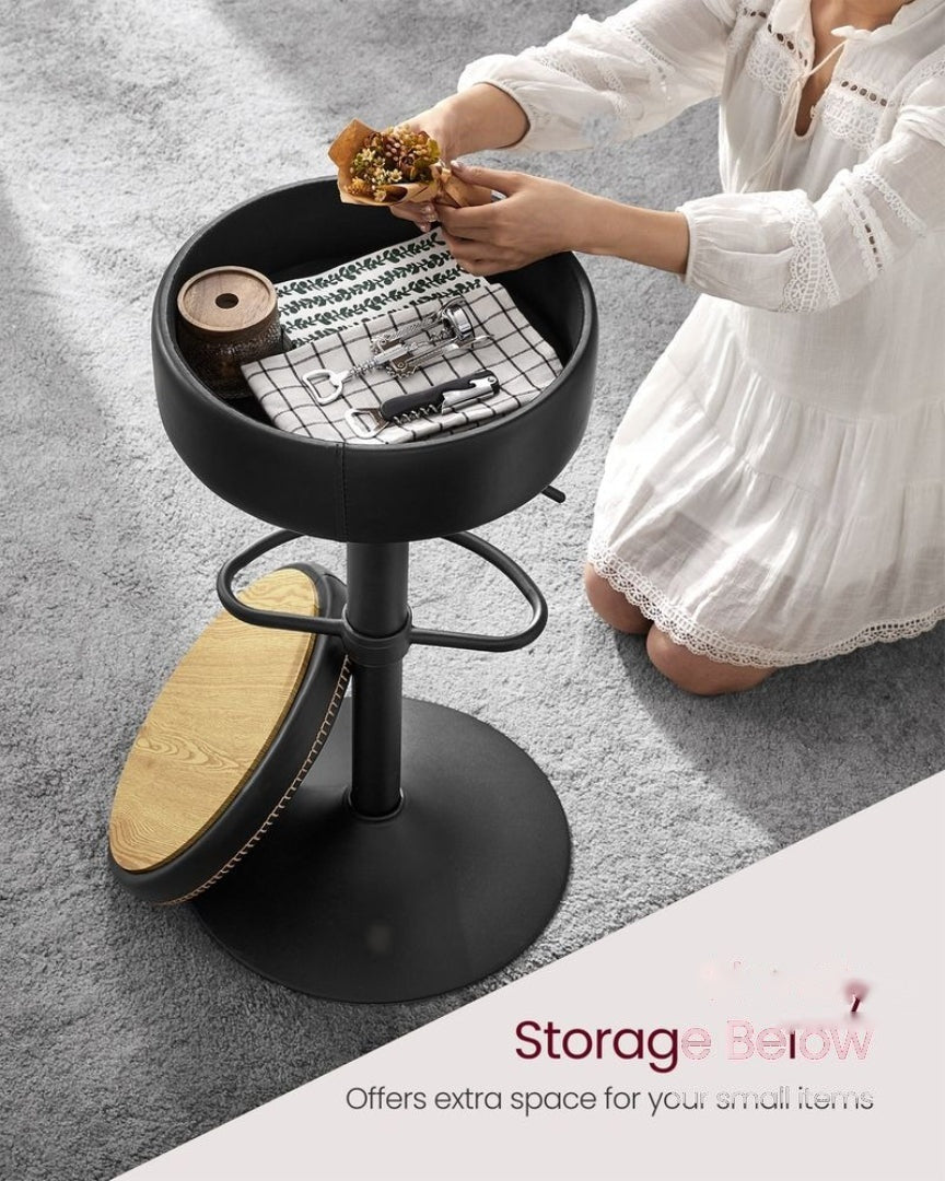 360° Swivel Bar Stool with Adjustable Height and Storage Compartment – product view 5 | Ridgefield Furniture