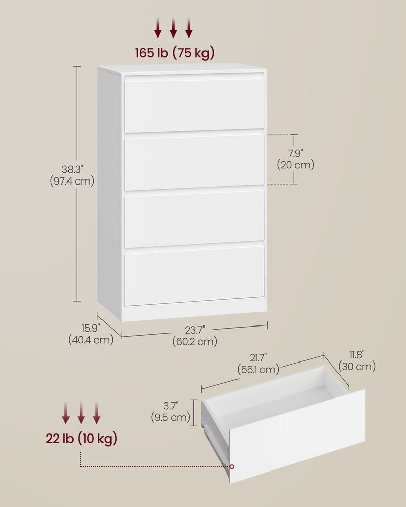 4-Drawer Dresser For Bedroom, Chest Of Drawers, Storage Tower Unit - product photo 05