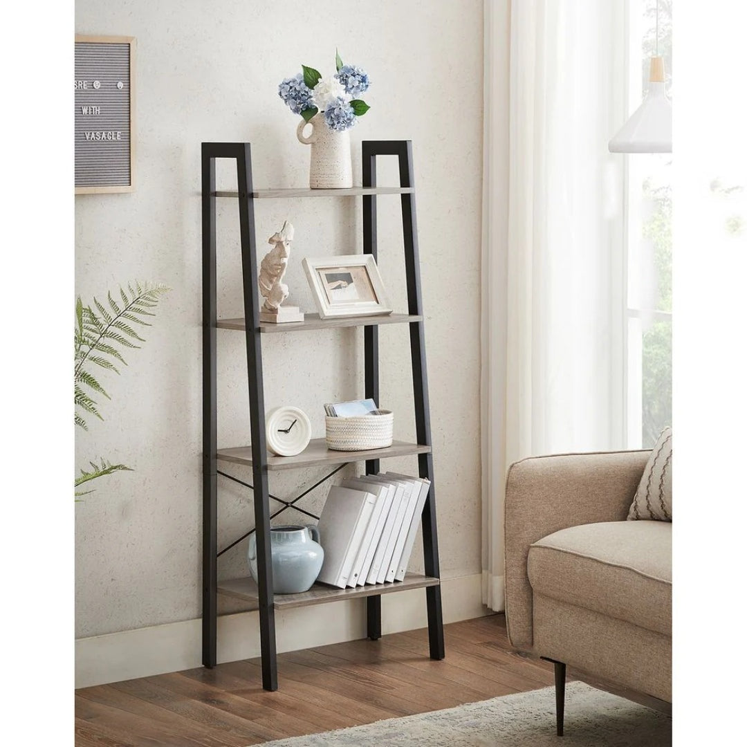 4 Tier Ladder Shelf With Steel Frame – product view 24 | Ridgefield Furniture