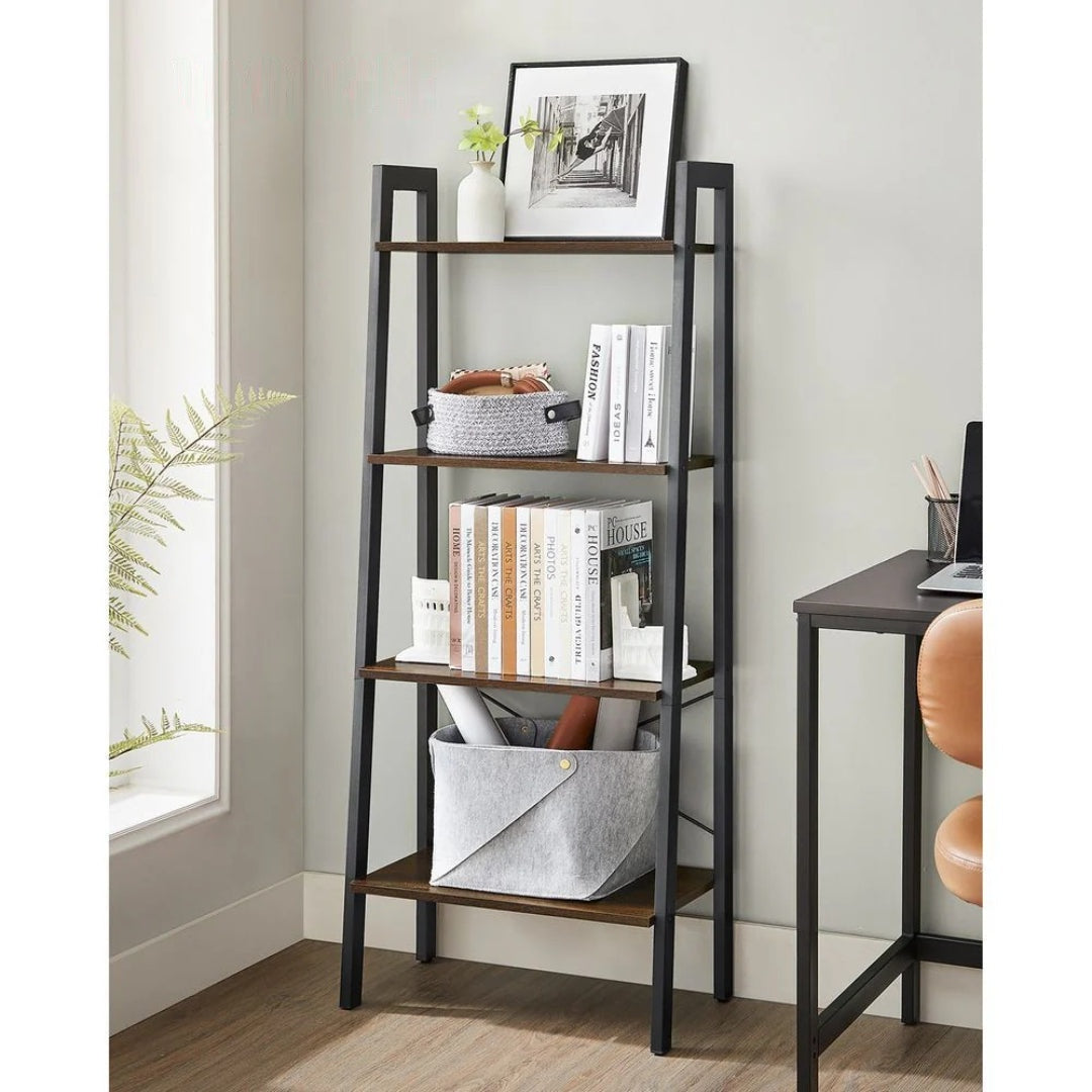 4 Tier Ladder Shelf With Steel Frame – product view 25 | Ridgefield Furniture