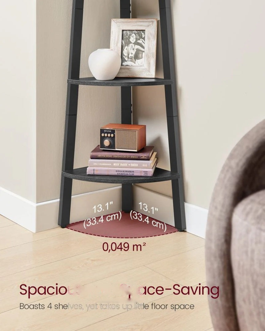 4 Tier Corner Bookshelf Industrial Storage Display Shelf – product view 18 | Ridgefield Furniture