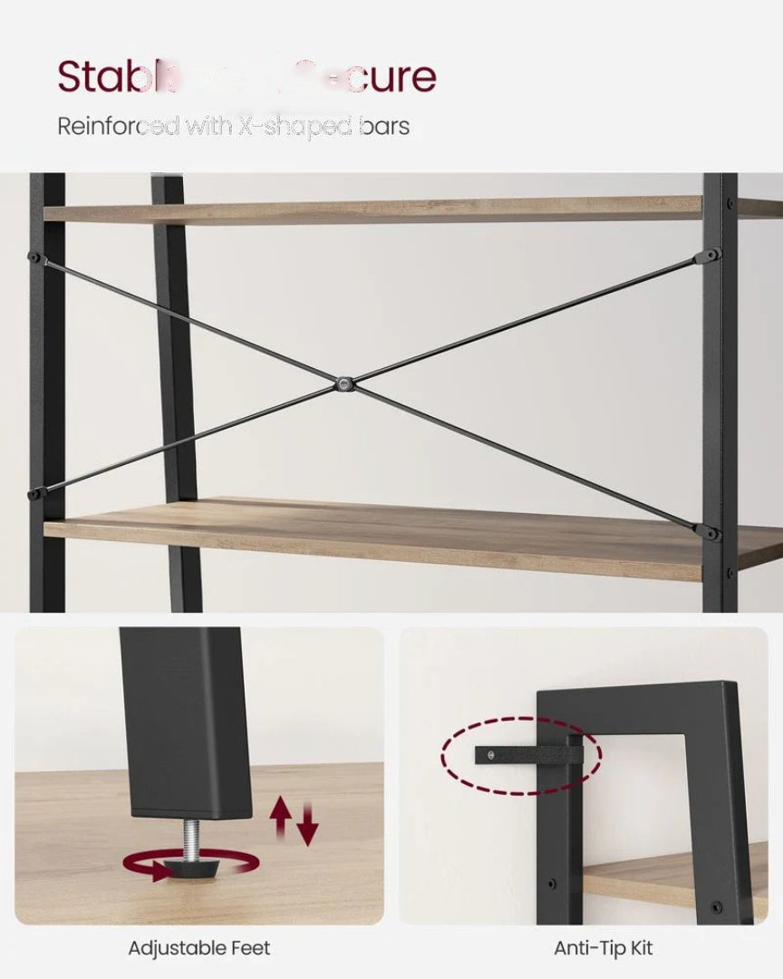 4 Tier Ladder Shelf With Steel Frame Storage Rack – product view 13 | Ridgefield Furniture
