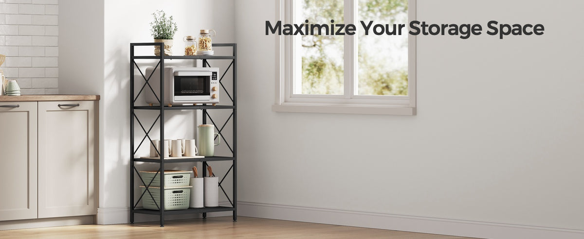 4 Tier Metal Storage Shelf With X Side Frames, 23.6 Inch Wide Rack - product photo 35