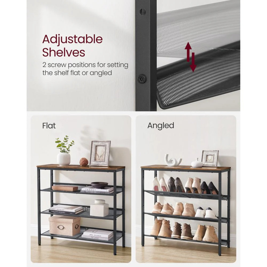4 Tier Shoe Rack With Storage Top Shelf Entryway Organizer – product view 5 | Ridgefield Furniture