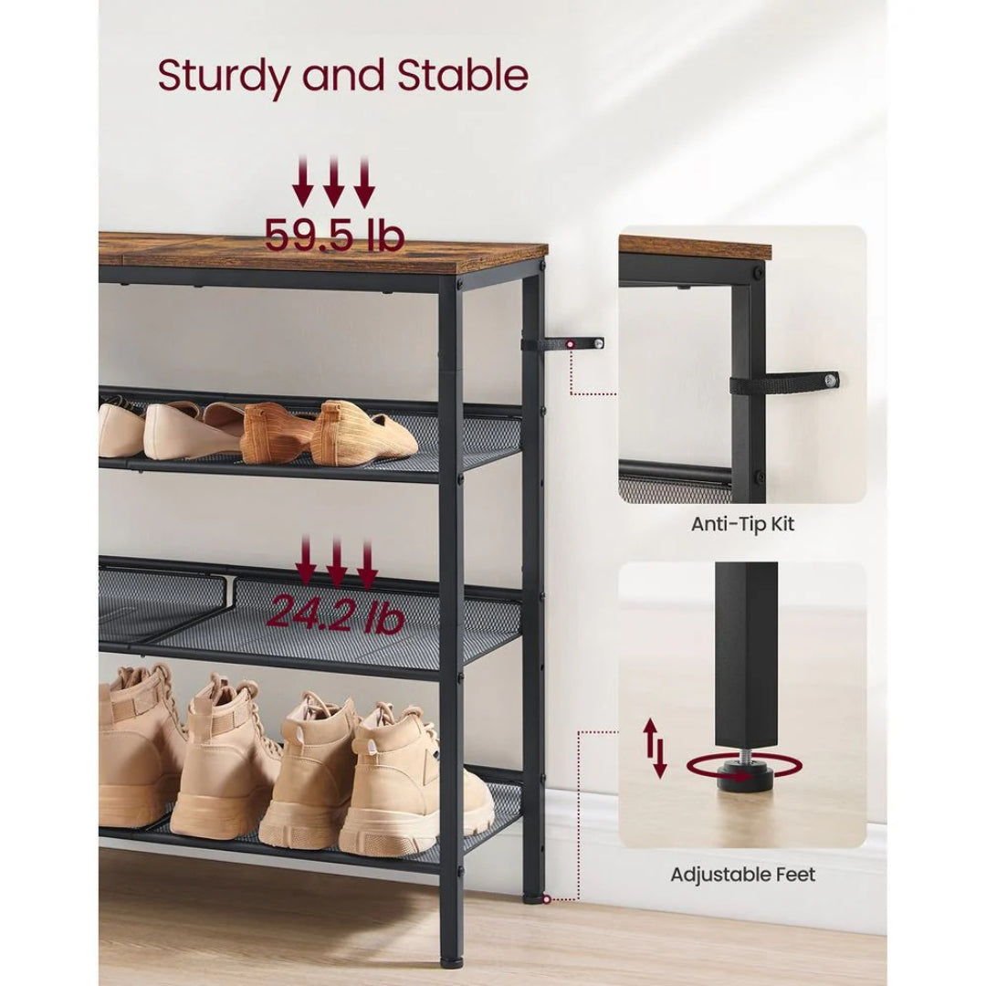 4 Tier Shoe Rack With Storage Top Shelf Entryway Organizer – product view 9 | Ridgefield Furniture