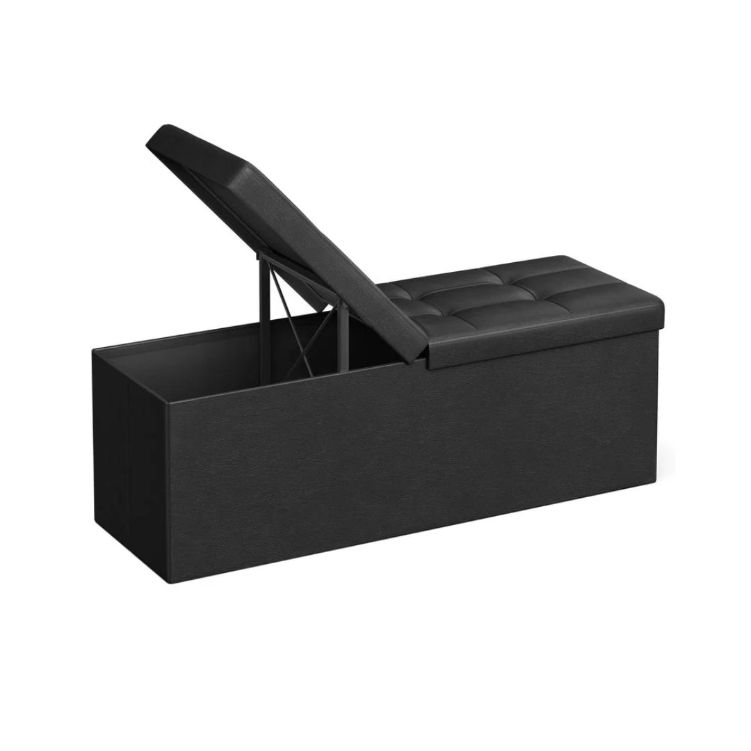 43 Inch Folding Storage Ottoman Bench With Flip Lid & Divider – product view 1 | Ridgefield Furniture