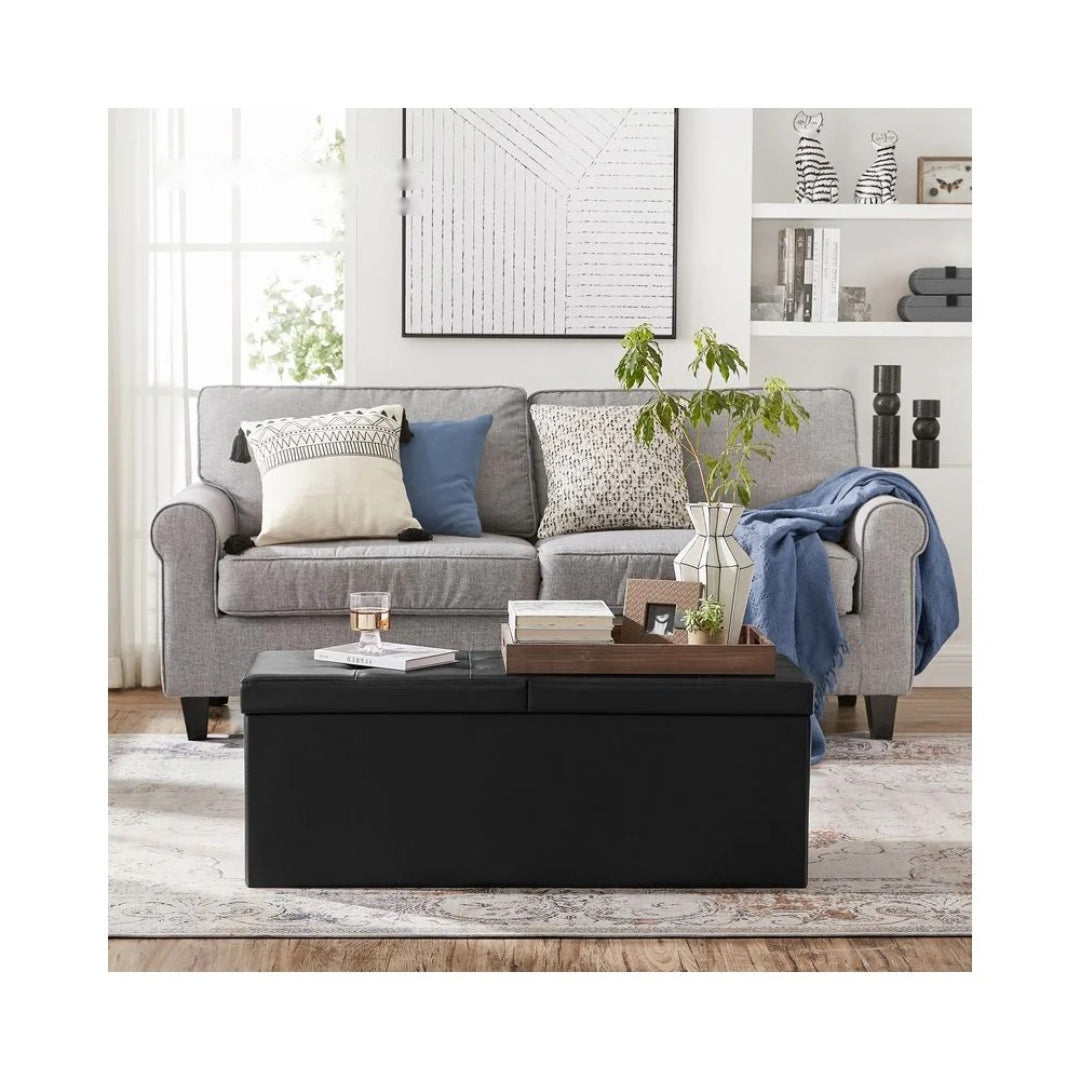 43 Inch Folding Storage Ottoman Bench With Flip Lid & Divider – product view 4 | Ridgefield Furniture