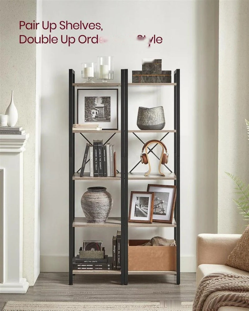 5 Shelf Storage Shelving Unit With Steel Frame Bookcase – product view 10 | Ridgefield Furniture