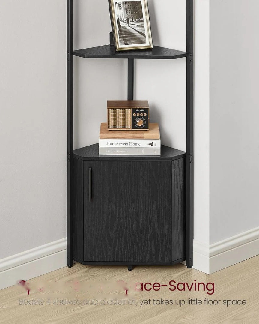 5 Tier Corner Shelving Unit With Cabinet Storage Shelf – product view 5 | Ridgefield Furniture